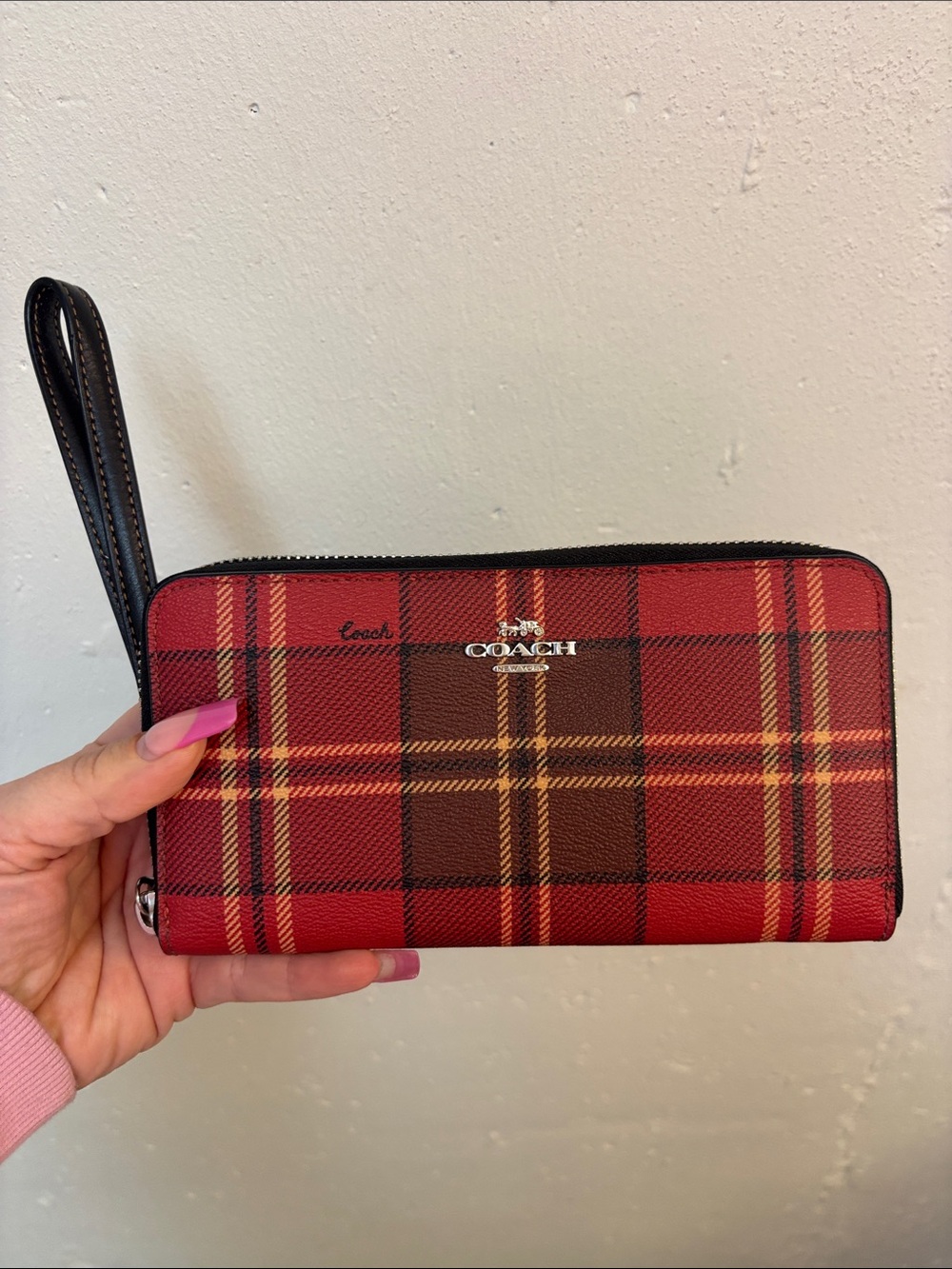 COACH Red Plaid Tote with Matching Wallet - Picture 4 of 5